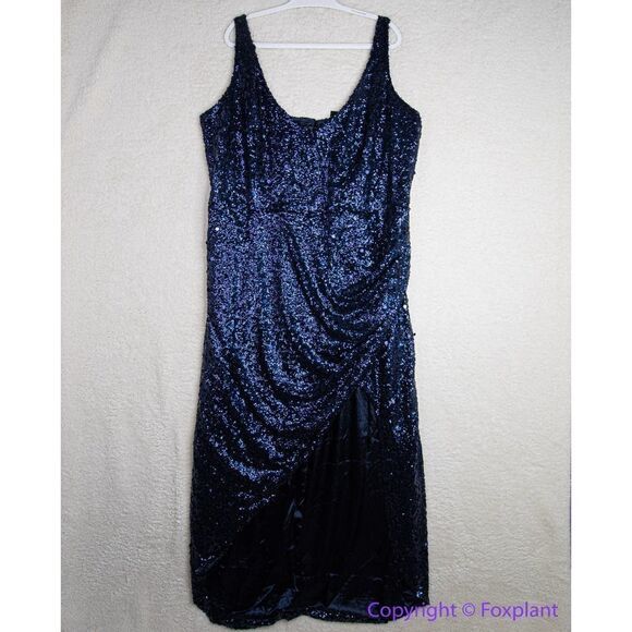 NEW CITY CHIC Star Desire Maxi sequin Dress Sapphire blue size 22 formal‎ gown - Picture 4 of 16